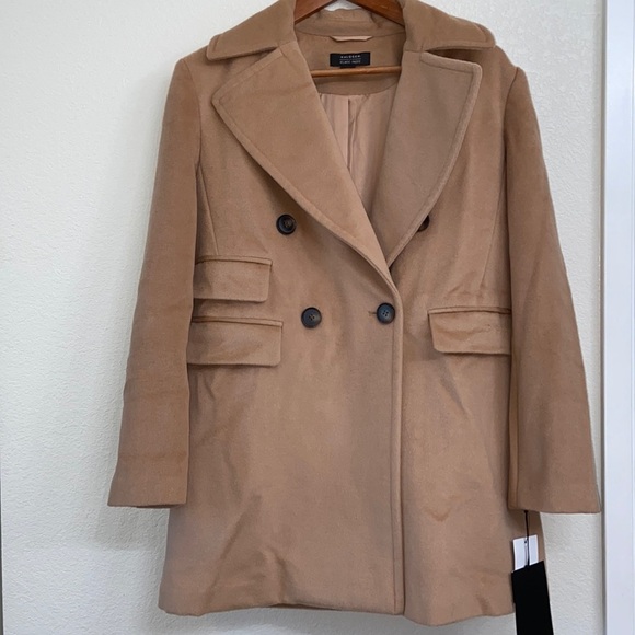 Halogen Atlantic-Pacific Double Breasted Wool Coat Camel Tan Classic Warm - Picture 5 of 17